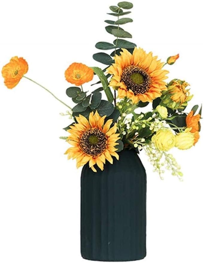 Amazon 花瓶 結婚式貸しパーティーの装飾家の装飾用セラミック花瓶偽のブーケを持つ人工ひまわり Color A 花器 インテリアボウル オンライン通販