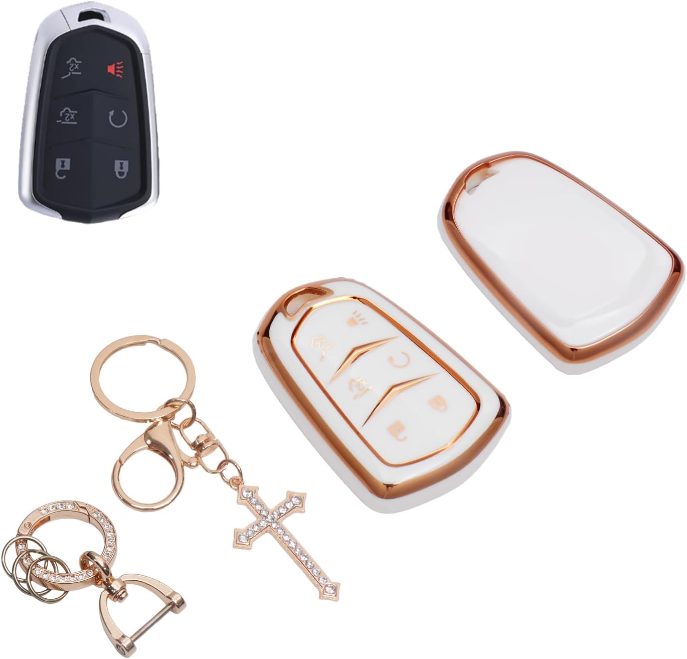 Compatible with Cadillac Key Fob Cover Case Bling Accessories