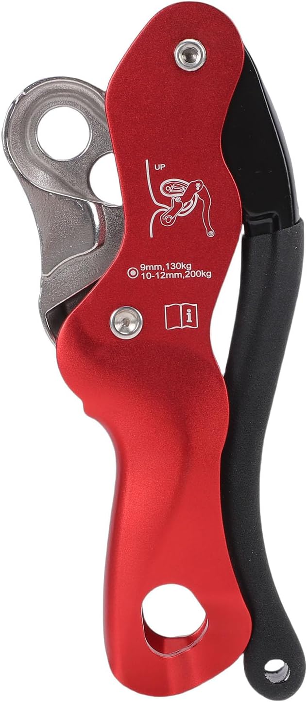Keenso Belay Device, Climbing Stop Descender Hand Controls Rappelling Anti Panic Belay Device Aluminum Alloy for Mountain Climbing