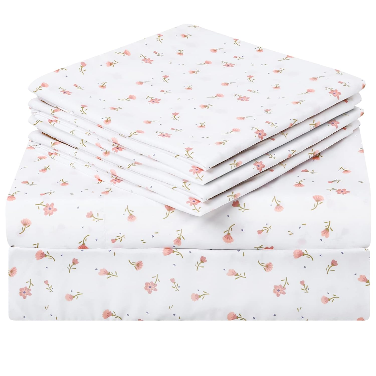 HOMEIDEAS 6 Piece Printed Full Size Bed Sheets Extra Soft Brushed Microfiber 1800 Bedding Pattern Sheets Deep Pocket