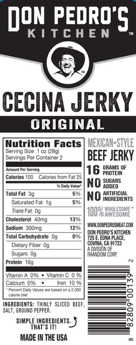 Beef Jerky Carne Seca Original Flavor (Case of 16 x 2 oz.bags -Sugar-Free - Low Sodium - Carb-Free - Keto Friendly) Mexican Style Mexi-Jerky …