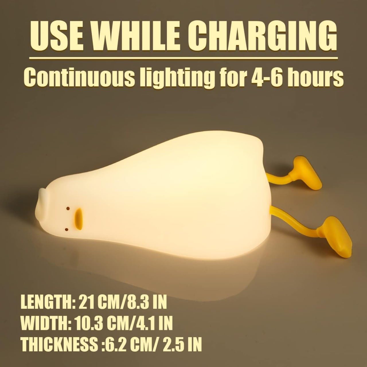 Mobhada USA Night Lamp, Cute Touch Silicone Light for Kids Bedroom, USB Rechargeable (Duck) 1