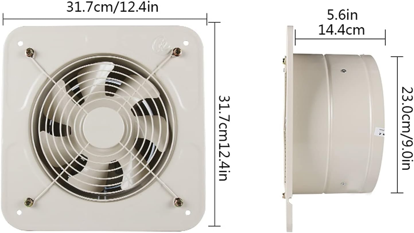 Ventilation Extractor 6" 8" 10" Round Ventilation Fan Kitchen Oil Fume Powerful Exhaust Fan with Check Valve Household Window Type 7-Blade Ventilating Fan, Low Noise Extractor Fan (Size : 10 inch)