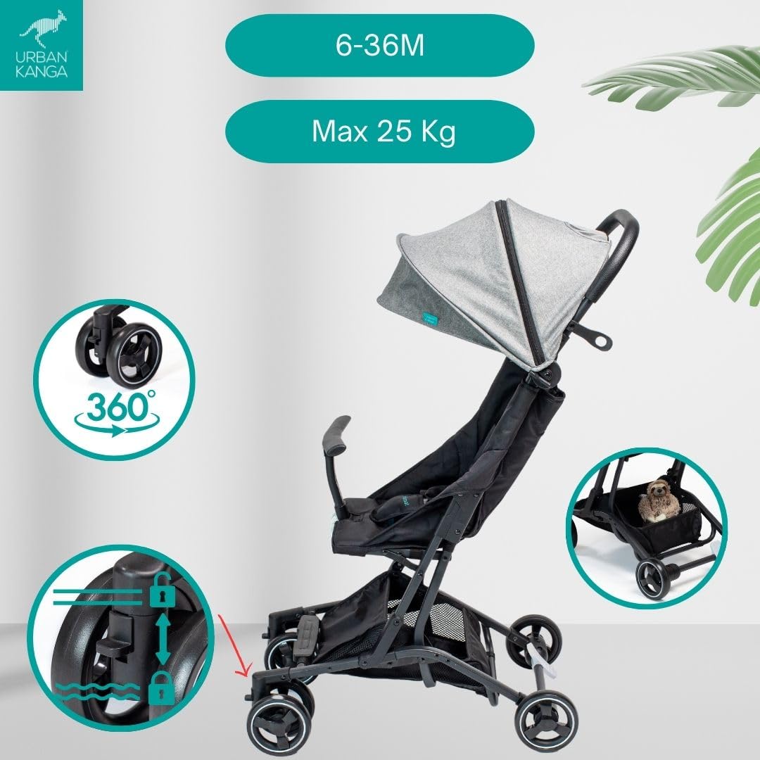 Urban Kanga Bandicoot Reisebuggy Handgepäck bis 22 kg Kompakt faltbar Schultergurt Transportabdeckung