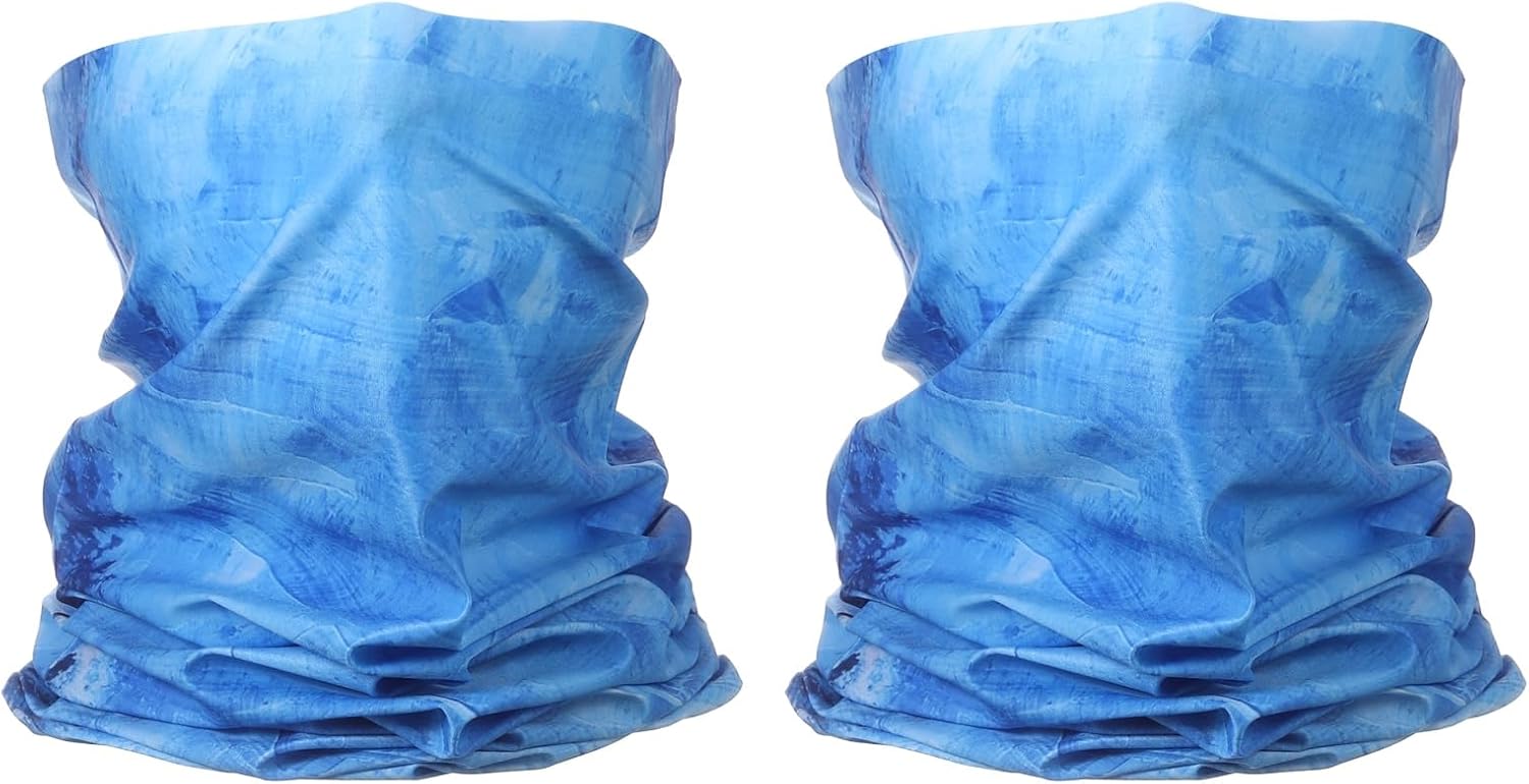 HARFINGTON 2pcs Summer Cooling Neck Gaiter Sun Protection Face Mask Fishing Neck Gaiter Unisex Sunscreen Breathable Bandana for Fishing Outdoor Sports, Blue