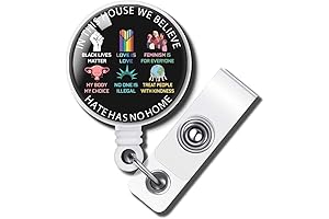 Retractable Badge Reels with "In This House, We Believe Hate Has No Home" Message