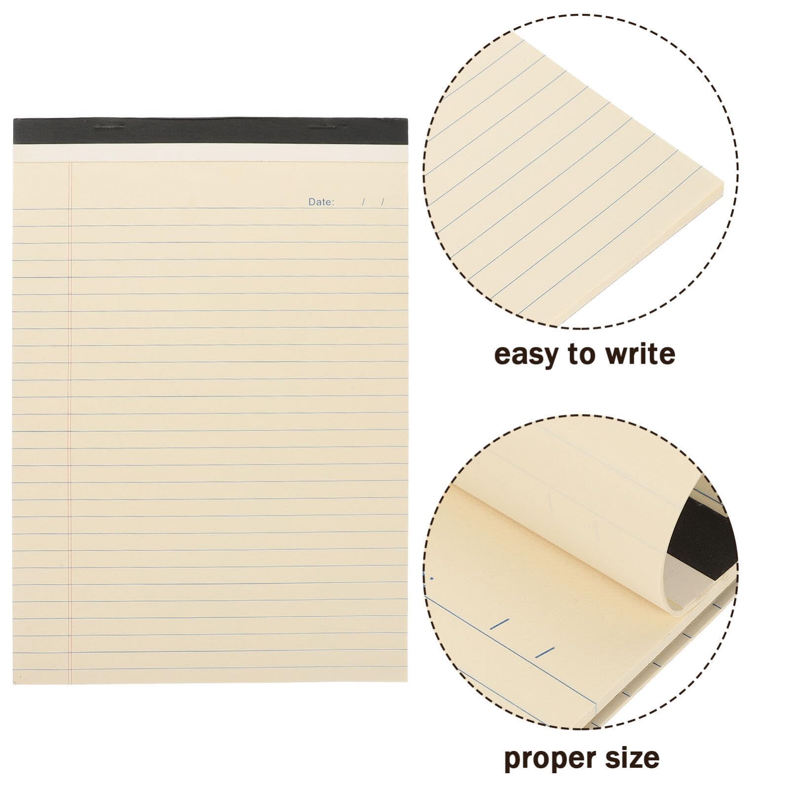 NUOBESTY Blocco Note Beige Formato A4 4 Pezzi Carta a Righe, Facile da Scrivere e Portatile, come To Do List Notepad e Planning Notepad per Ufficio e Scuola