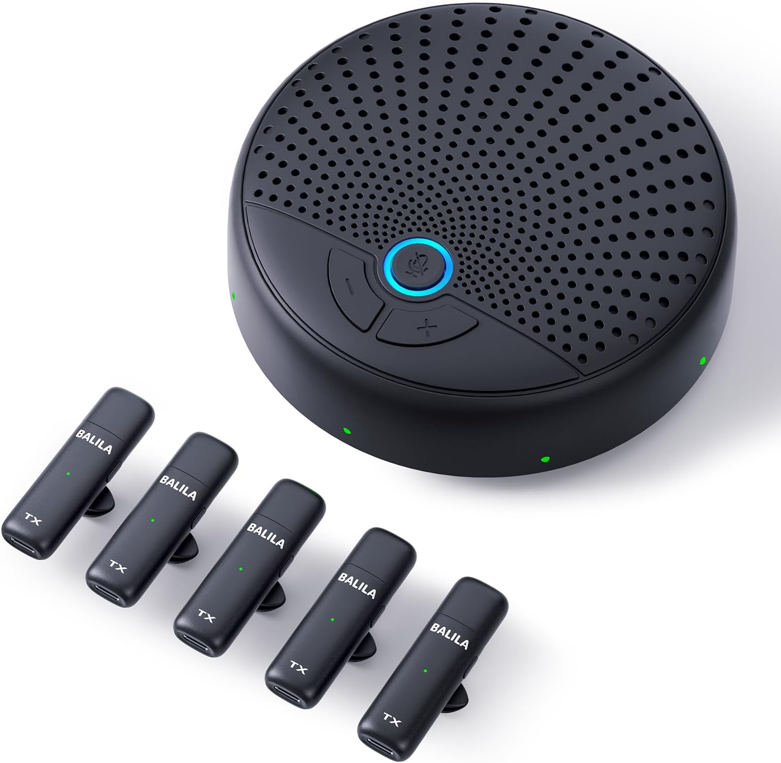 BALILA USB Conference Microphone Speaker, Computer Speakerphone with 5 Mics, 360° Omnidirectional Voice Pickup Condenser PC Laptop Microphones for VoIP Calls, Online Meeting, Zoom