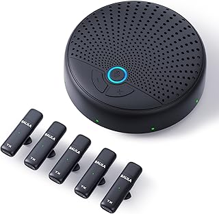 BALILA USB Conference Microphone Speaker, Computer Speakerphone with 5 Mics, Omnidirectional Voice Pickup Condenser PC Laptop Microphones for VoIP Calls, Online Meeting, Zoom