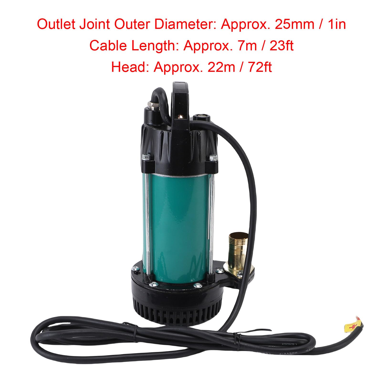 Bomba de Sumidero de 300 W, Bomba de Transferencia de Agua Sumergible Portátil de Pozo Profundo Eléctrica con Cable de 23 Pies, 18 GPM, Junta de 1 Pulgada, para Estanque de Jardín, Piscina,