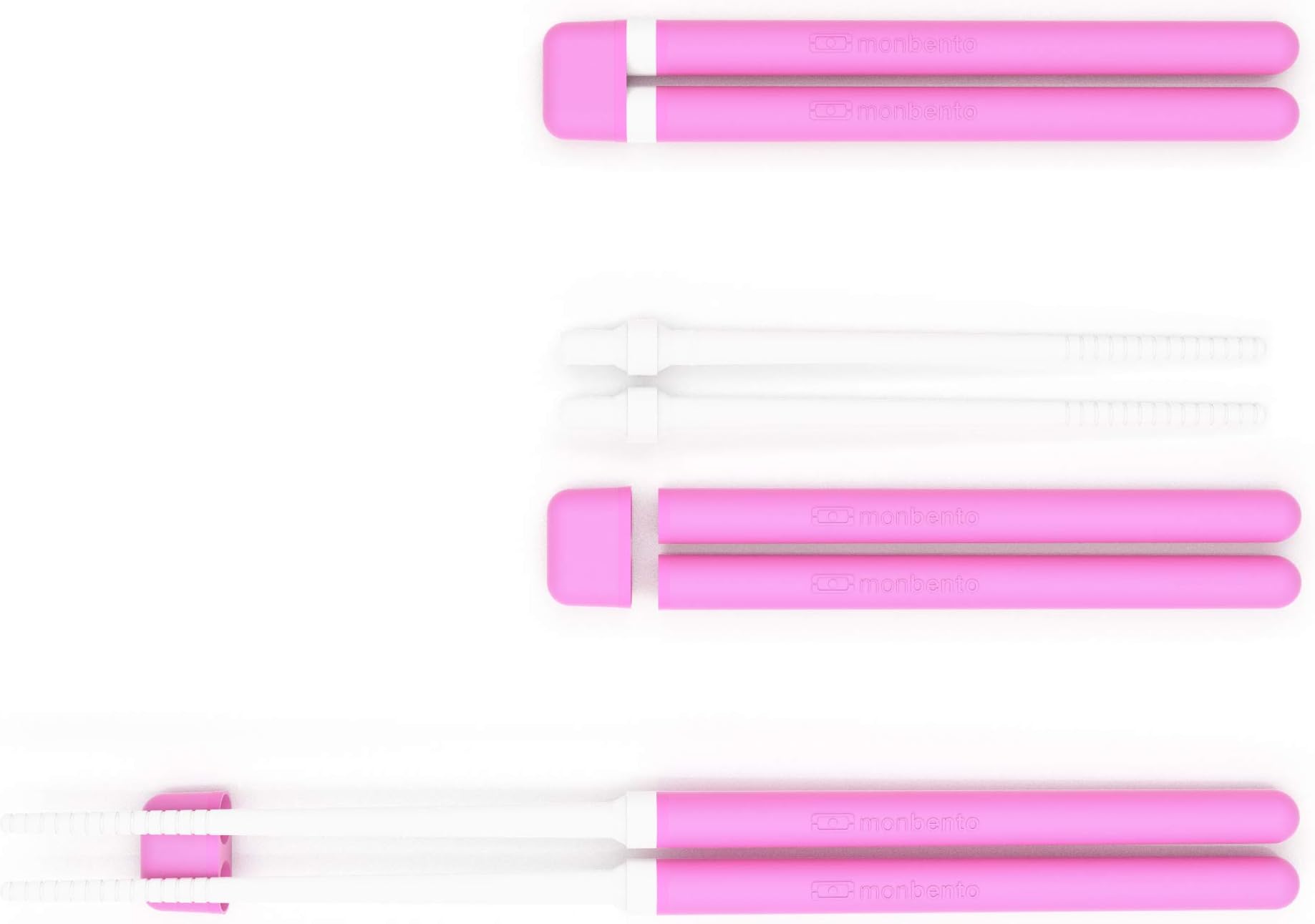 monbento - MB Pair Pink - Chopsticks set for lunch box - Retractable - ideal for work/travel