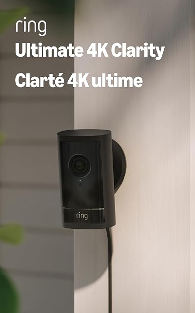 Ring Outdoor Cam Pro, Plug-In (Newest Model) — Retinal 4K with wide-angle video, 10x Enhanced Zoom, and Low-Light Sight, Black