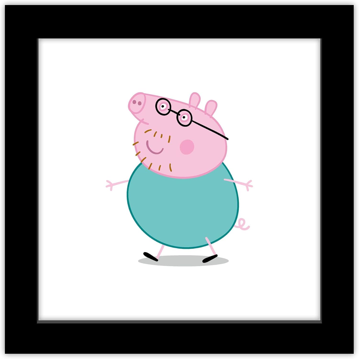 Trends International Gallery Pops Peppa Pig - Daddy Pig Wall Art Wall Poster, 12" x 12", Black Framed Version