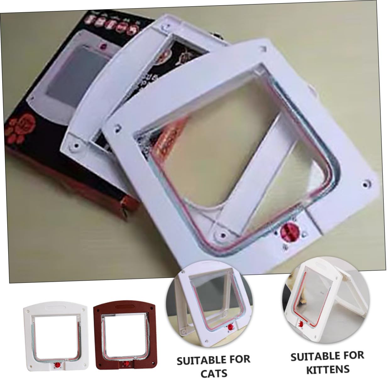 2pcs Portes à Chatière pour Animaux de Compagnie, Facile à Installer, Légères en Abs et Acrylique, Adaptées aux Chats et Petits Chiens, Design Créatif et Fonctionnel