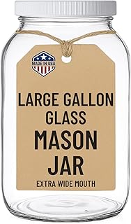 kitchentoolz 1 Gallon Glass Jar with Lid – Large Gallon Mason Jar with Lid for Sourdough Starter, Kombucha, Sun Tea, Pickling, and Storage Jug – Made in the USA