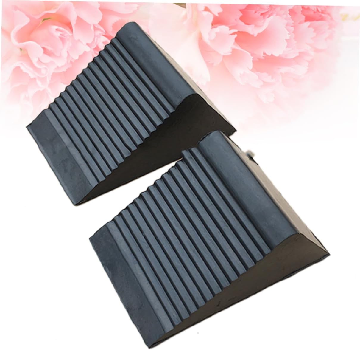 Portable Triangle Rubber Wheel Chocks 2Pcs Black Skid Stop