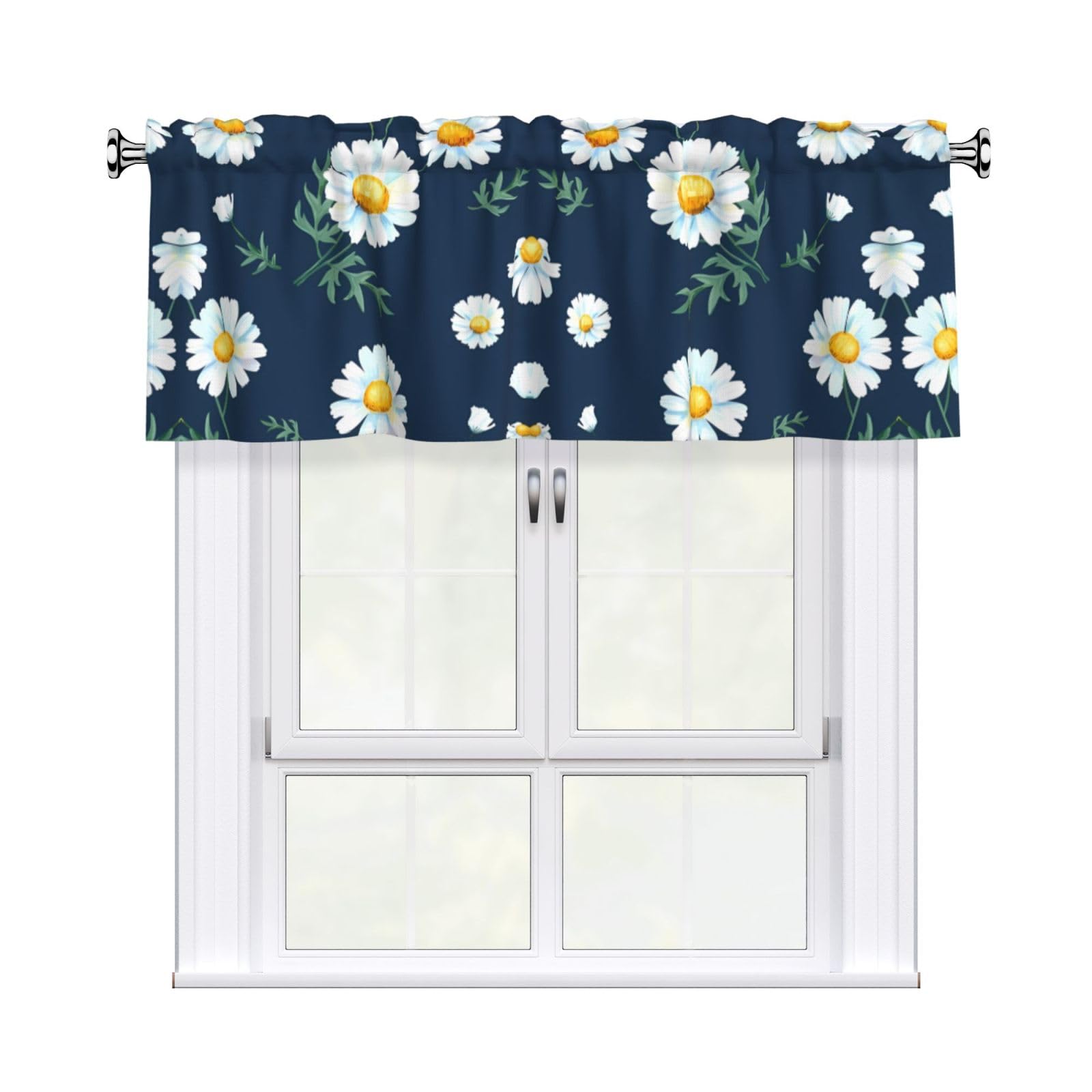 WHJSSF Daisy Prints Housewarming Gift – Peach Skin Window Valance 54x18 for a Cozy Kitchen Refresh