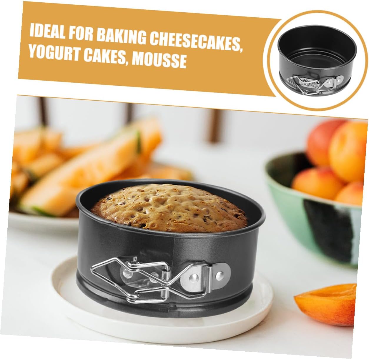 4pcs round Springform Cake Pan Set, Non-stick Mini Cheesecake and Pie Baking Molds, 4-inch Deep Black Springform Pans with Locking Buckles, Easy Release Bakeware for Home Bakers