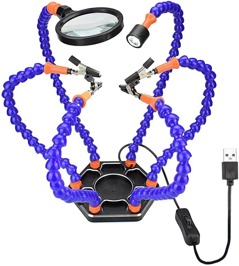 Third Hand Aluminum Base Soldering Station W/ 3X Magnifying PCB Board Holder