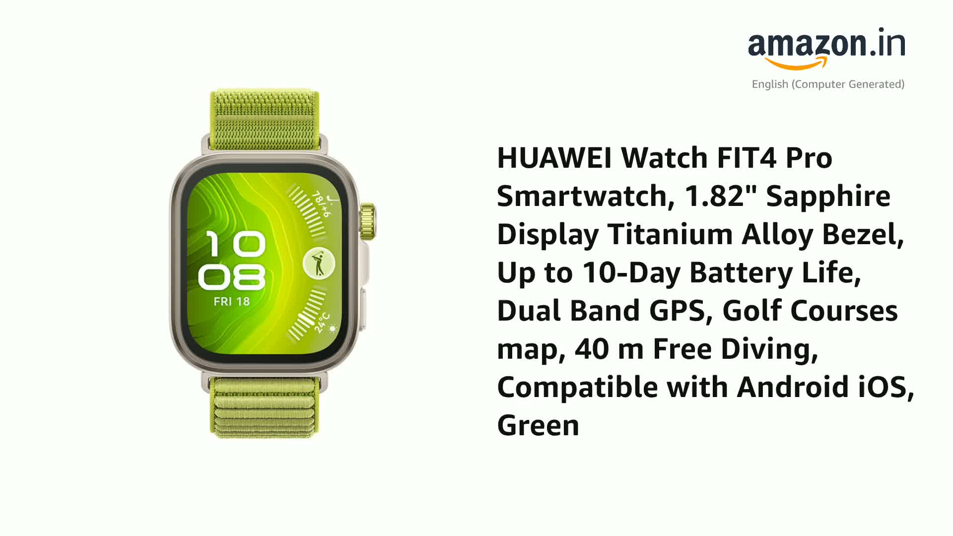 Huawei Watch FIT4 Pro Smartwatch, 1.82