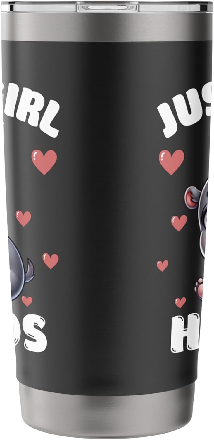 Just A Girl Who Loves Hippos, Cute Hippo Lovers Stainless Steel Insulated Tumbler - Image 4