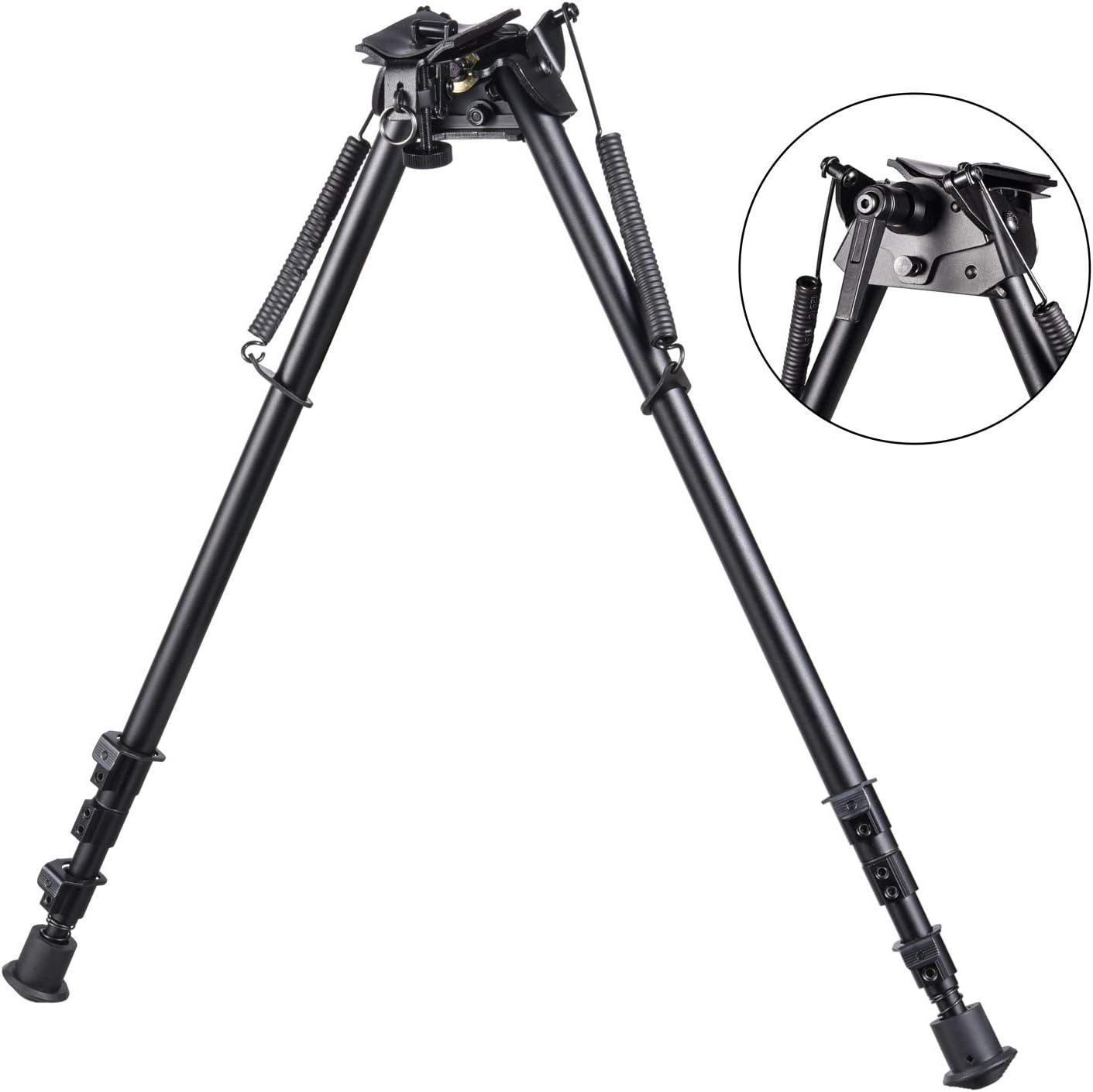 Tactical 15-27"" Hunting Rifle Bipod Pivot Tilt Bipod +S Lock Lever for Long Range Hunting, Black