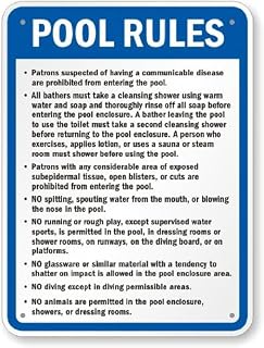 SmartSign 24" x 18" Official Minnesota State Pool Rules - Patrons Having Communicable Disease Prohibited No Animal Metal Sign, 80 mil Laminated Rustproof Aluminum, Blue/Black/White, USA-Made