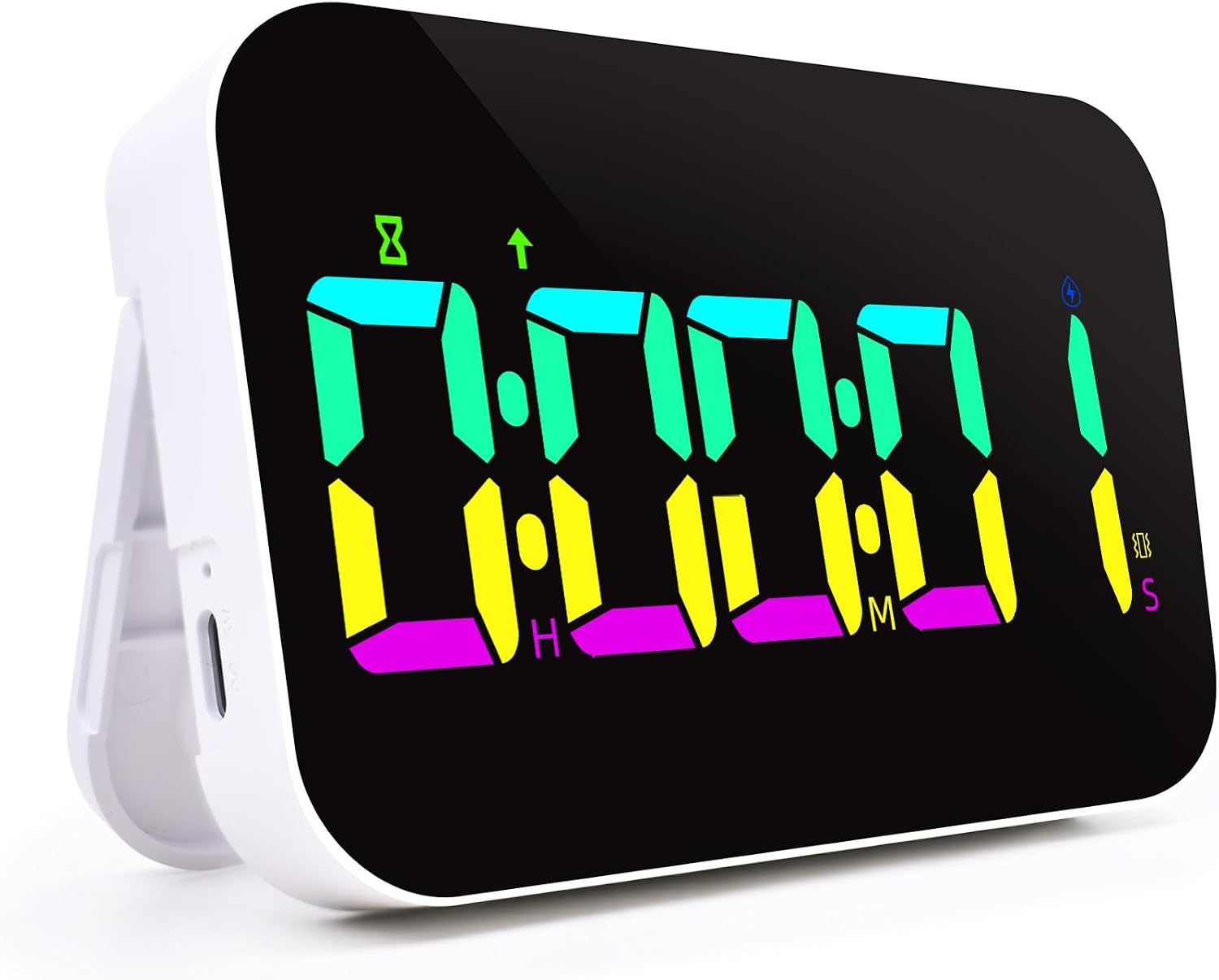 Kitchen Digital RGB Timer, Count Down Up, Rechargeable, Vibration Mode Adjustable Volume and Brightness LED Display, Time Management Cook, Desk, Kids Adults Study Teaching, Kitchen Gadgets