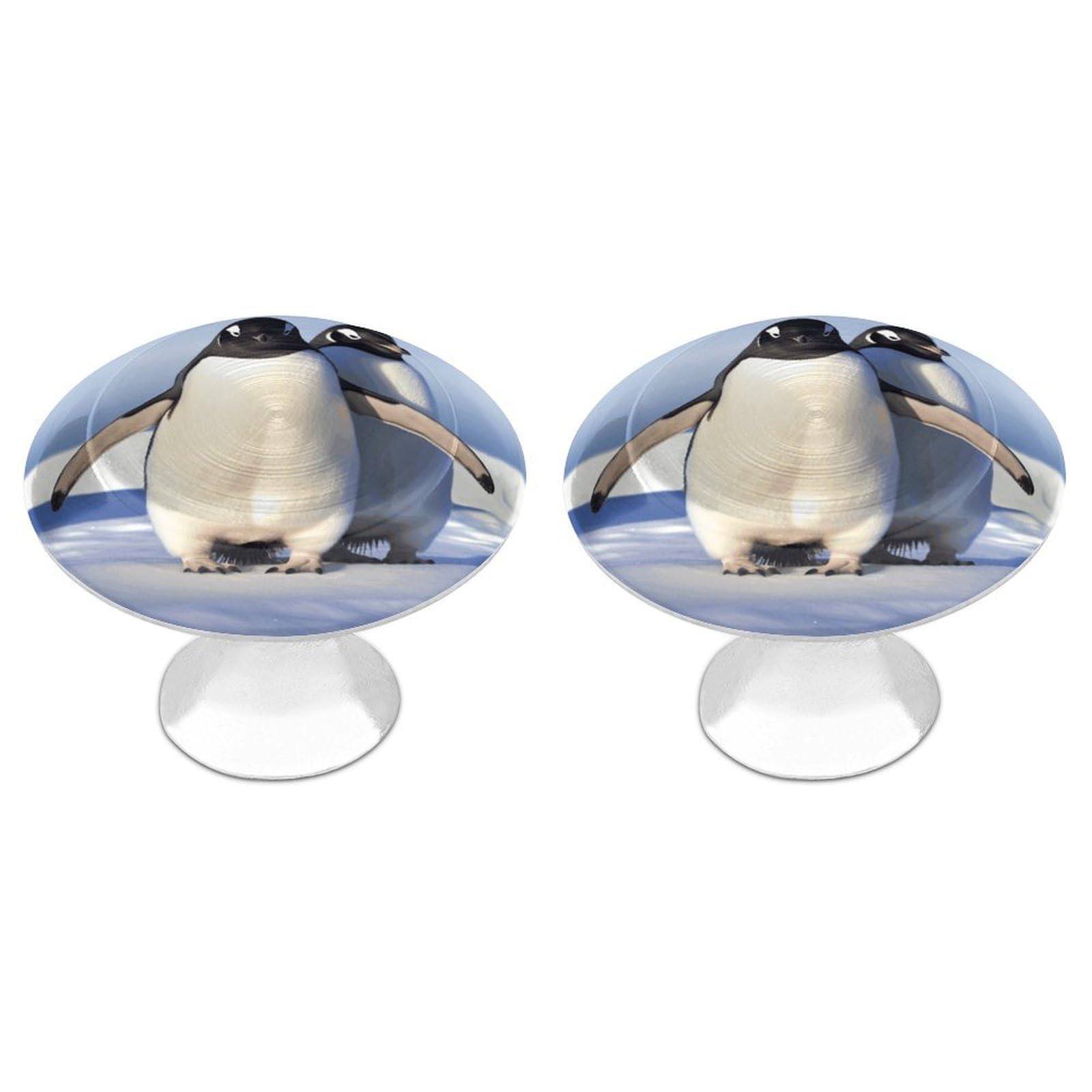 FekiLoot Cute Penguin Cabinet Knob Kitchen Drawer Knob Stainless Steel Round Drawer Pulls Modern Cabinet Hardware Vintage Dresser Drawer for Kitchen Bathroom Closet Dresser Cabinets