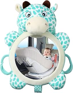 Baby Car Mirror for Back Seat, Car Mirror Baby Rear View with Cute Deer Design – Shatterproof Acrylic & Anti-Shake, Secure with Hook, Hook & Loop, Soft Plush Padding, Newborn Toddler Essentials