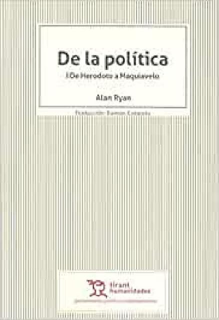 Portada de De la Politica i. De Herodoto a Maquiavelo