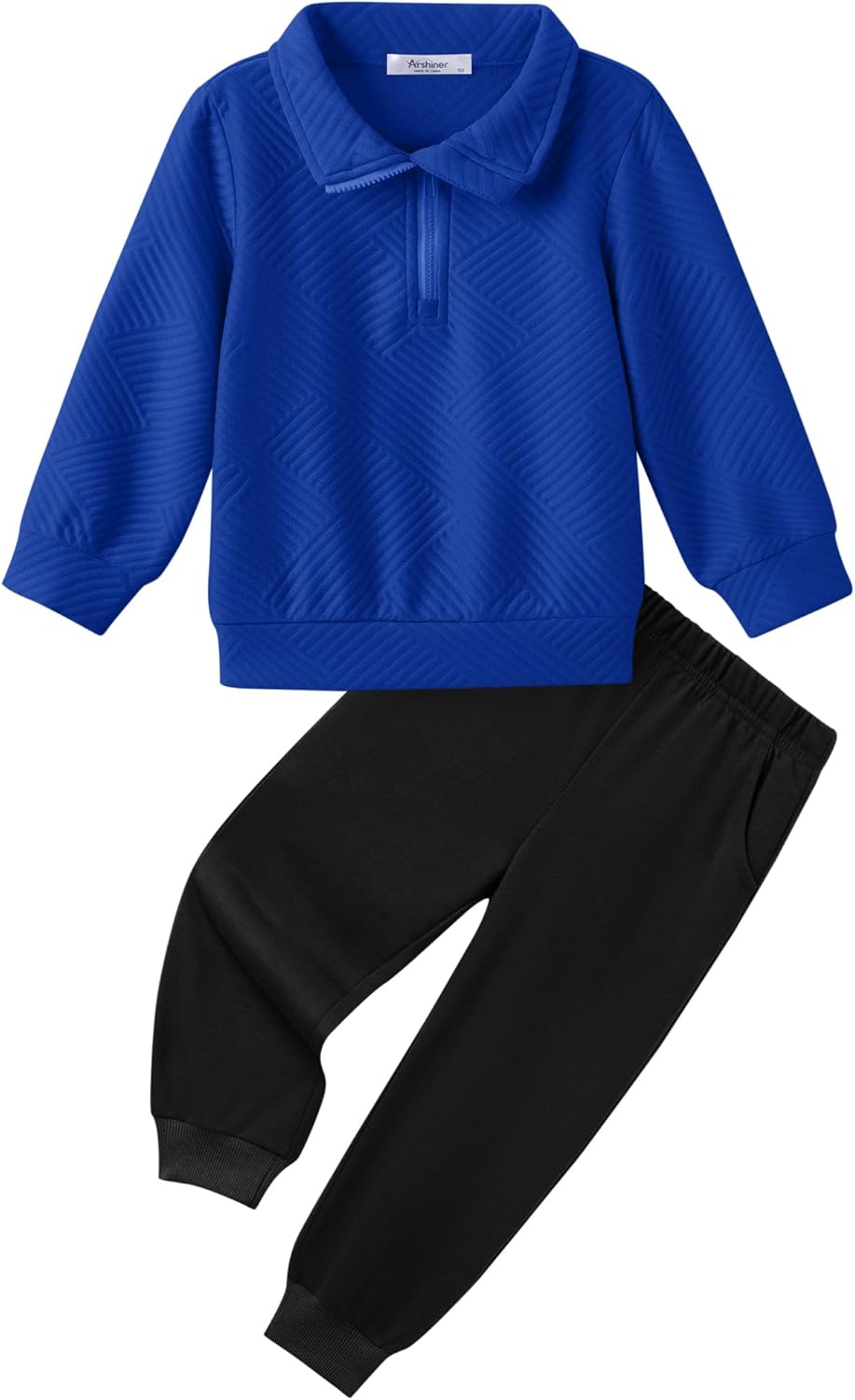 Arshiner Boys Quarter Zip Blue Sweatshirt and Black Sweatpants Fall Winter Clothes Outfitst 7-8 Years
