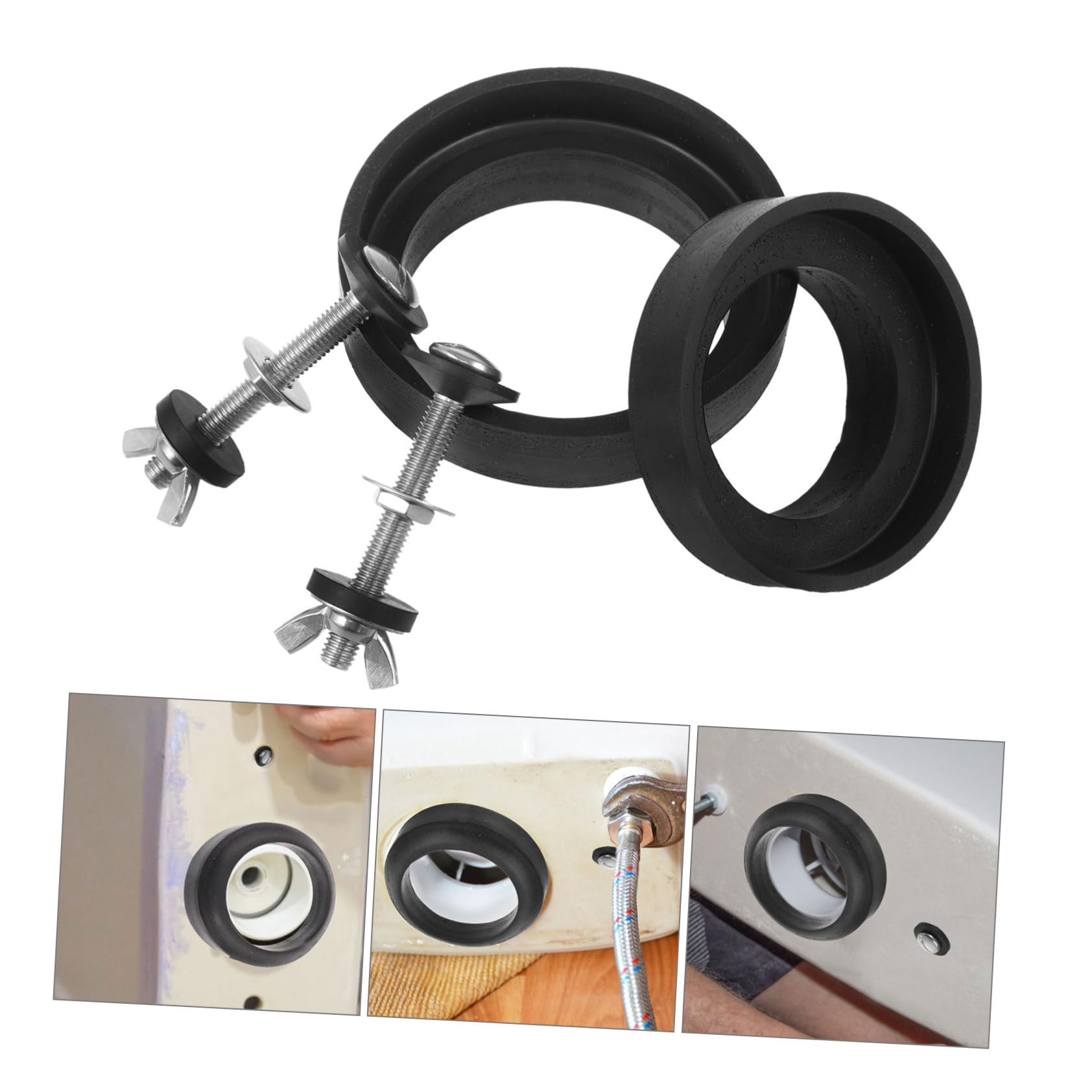 Lurrose 4 Sätze Toilettenschraube Dichtungsring Toilettensitzschrauben runden Teile Toilettensitz rund Toilettentank-Ersatzset Toilettenanschluss Toilettentankschrauben und Dichtung Gummi