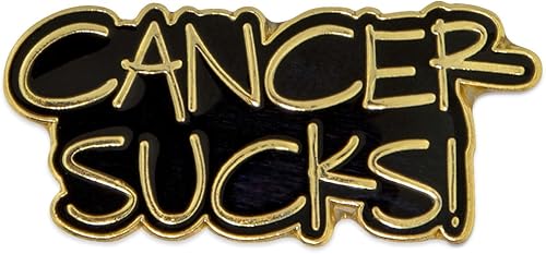 PinMart Pin de solapa esmaltado chapado en oro CANCER SUCKS!