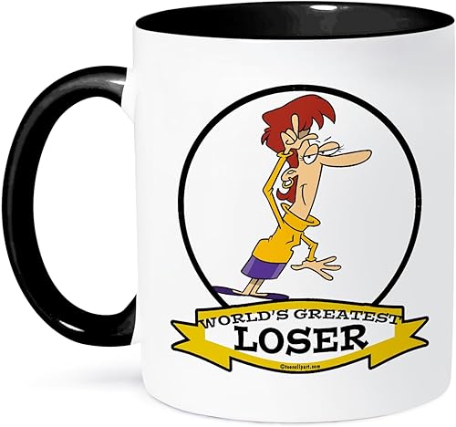 Miniatura 2 de 3dRose Funny Worlds Greatest Loser Lady - Taza de dos tonos, 11 onzas, negroblanco