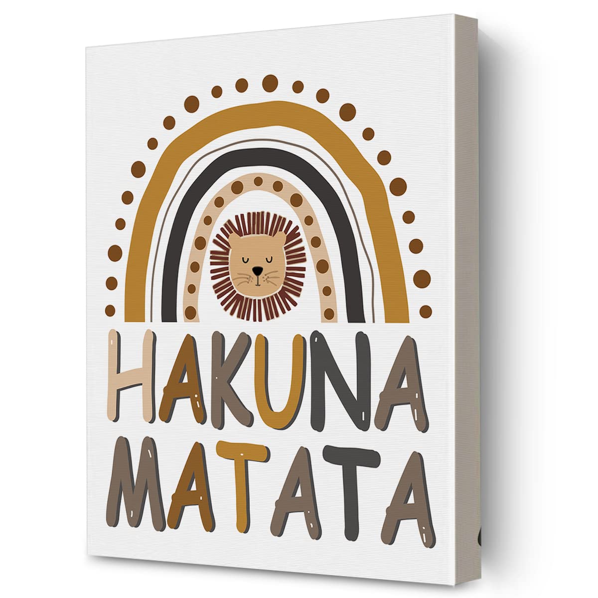 FREHVN Colourful Lion Rainbow Framed Canvas Home Wall Art, Lion Rainbow Hakuna Matata Print Paintings Poster 12" x 15" Boho Wall Decor for Home Living Room Gift