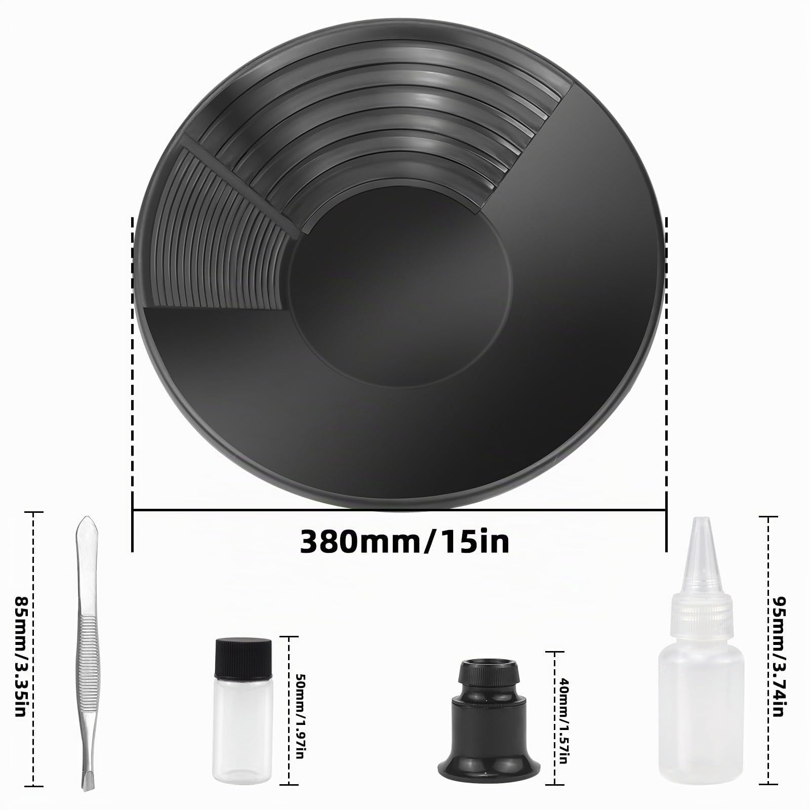 Kit Orpaillage 38,5 X 8,5cm Gold Pan Orpaillage Casserole d'or en Plastique pour l'orpaillage Lavage Tamis Plateau Accessoire pour la Prospection Minière