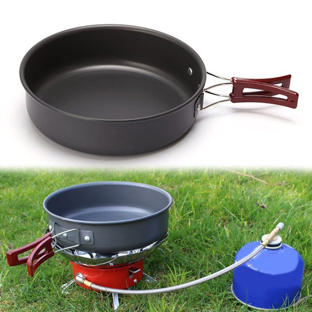 Padella in alluminio antiaderente da 20 cm, con manico pieghevole, per escursionismo, picnic, escursionismo