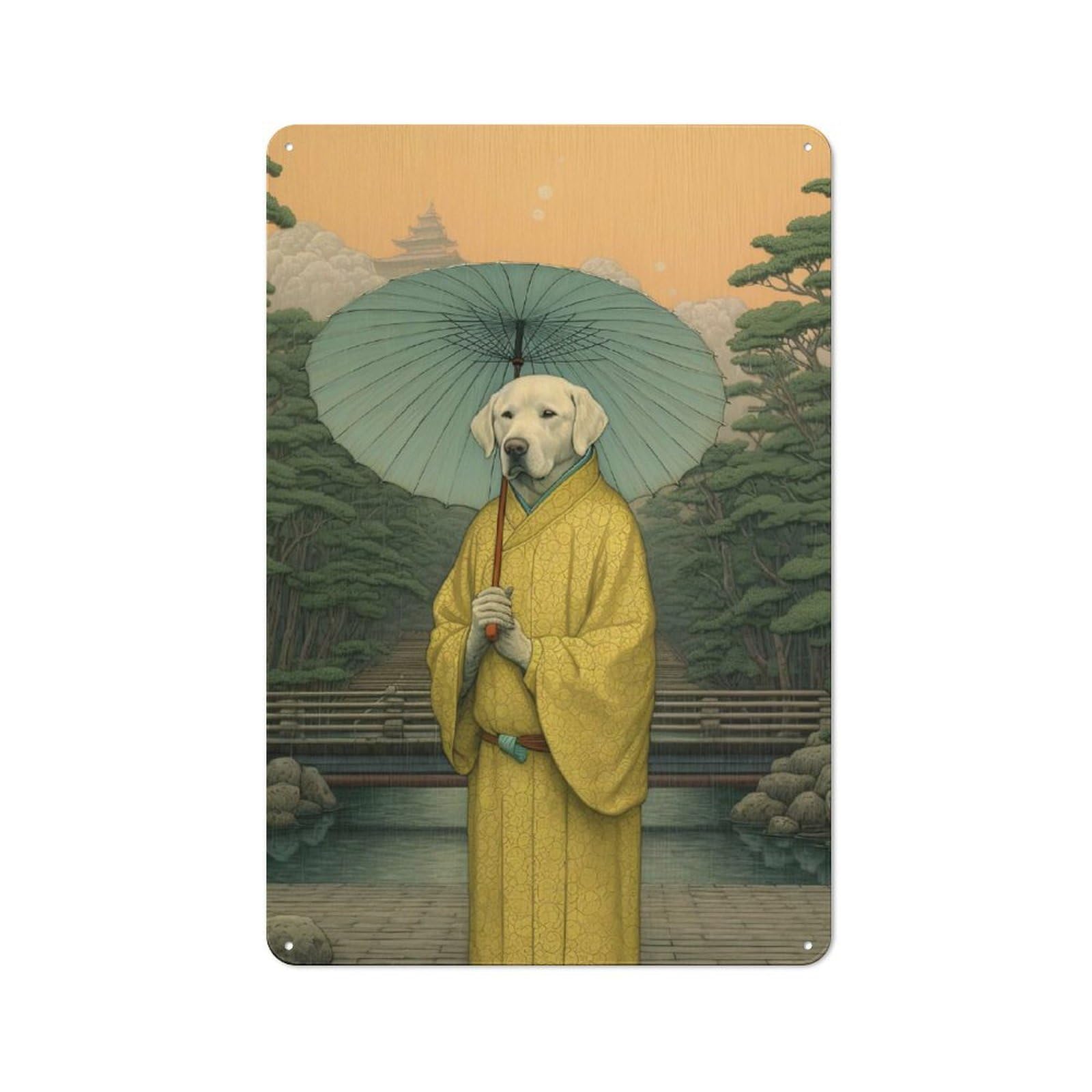 Tin Sign 30x20cm with Labrador Geisha for Garage Wall, Rustic Decor, for Living Room, Hallway And Entrance Wall Decor