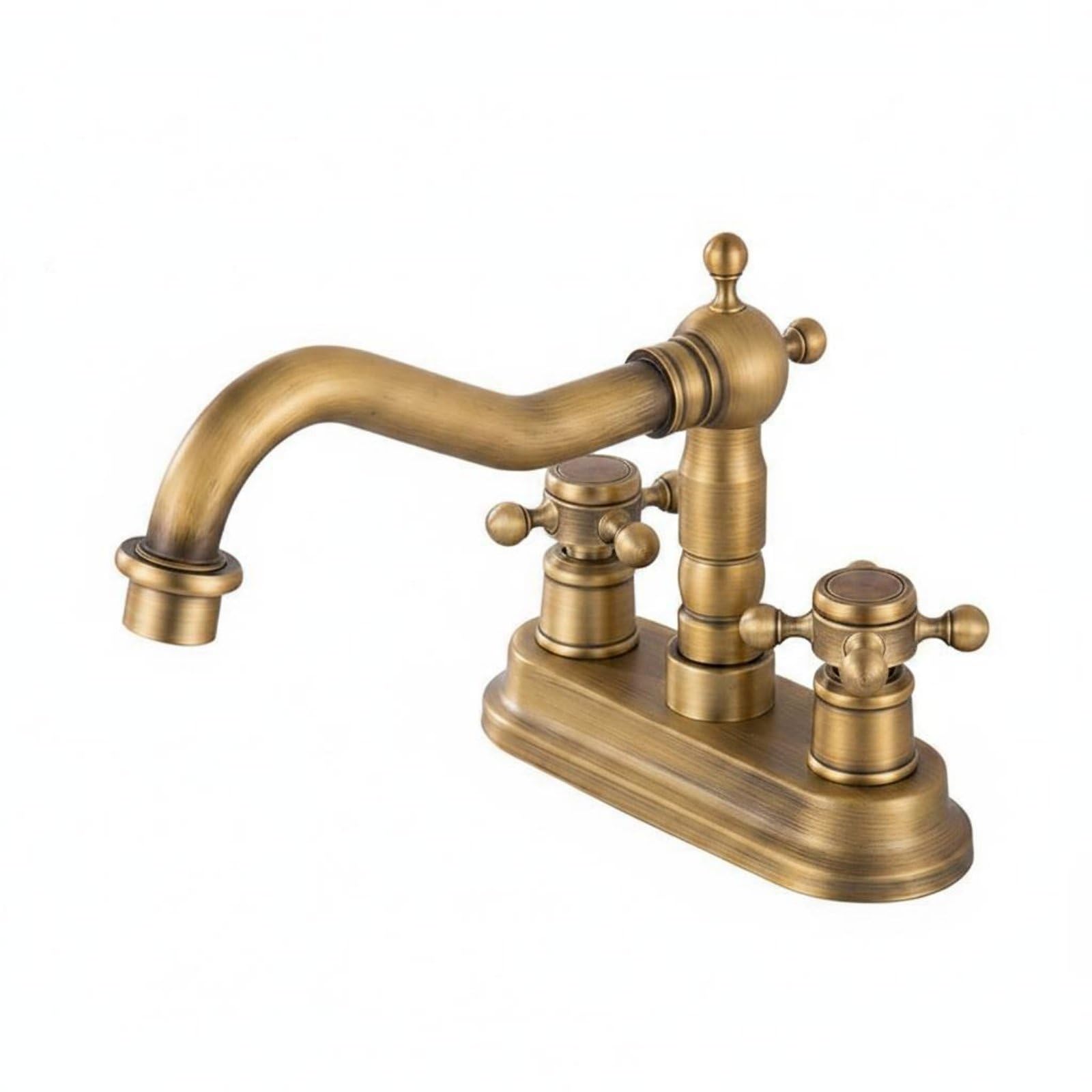 Robinet de lavabo en cuivre finition ancienne et céramique rétro haut de gamme