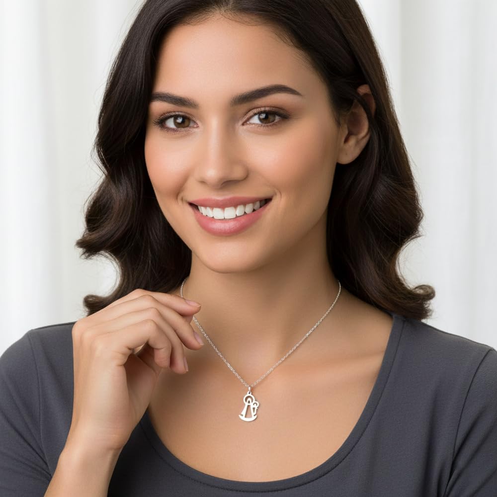 Passo Collar mujer con medalla Virgen del Carmen en plata 925 - Cadena de plata mujer con medalla Virgen Milagrosa en forma de silueta - Se envía en una caja de regalo Hand Mande