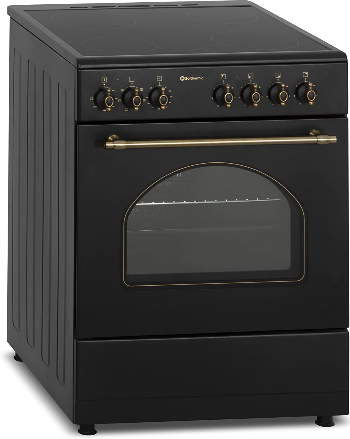 PACK COCINA ELÉCTRICA VITROCERAMICA CON HORNO ANCHO 60 CM + CAMPANA EXTRACTORA ANCHO 90 CM/ESTILO RETRO NEGRO RUSTICO