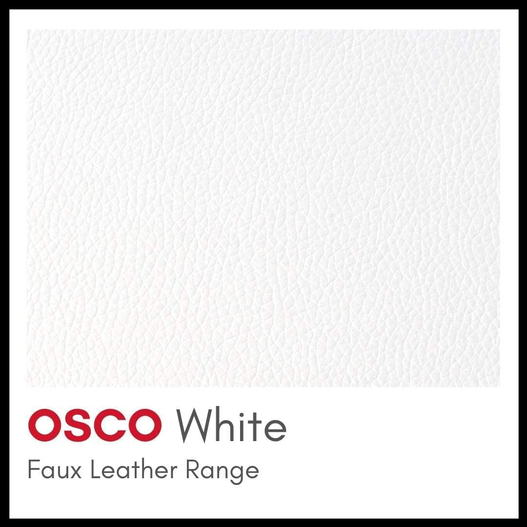 OSCO White Faux Leather Magazine Basket | Newspaper Rack | Storage Bin | Brochure Holder | File Organiser | Carry Handles | H30 x W40.5 x D26.5 cm |
