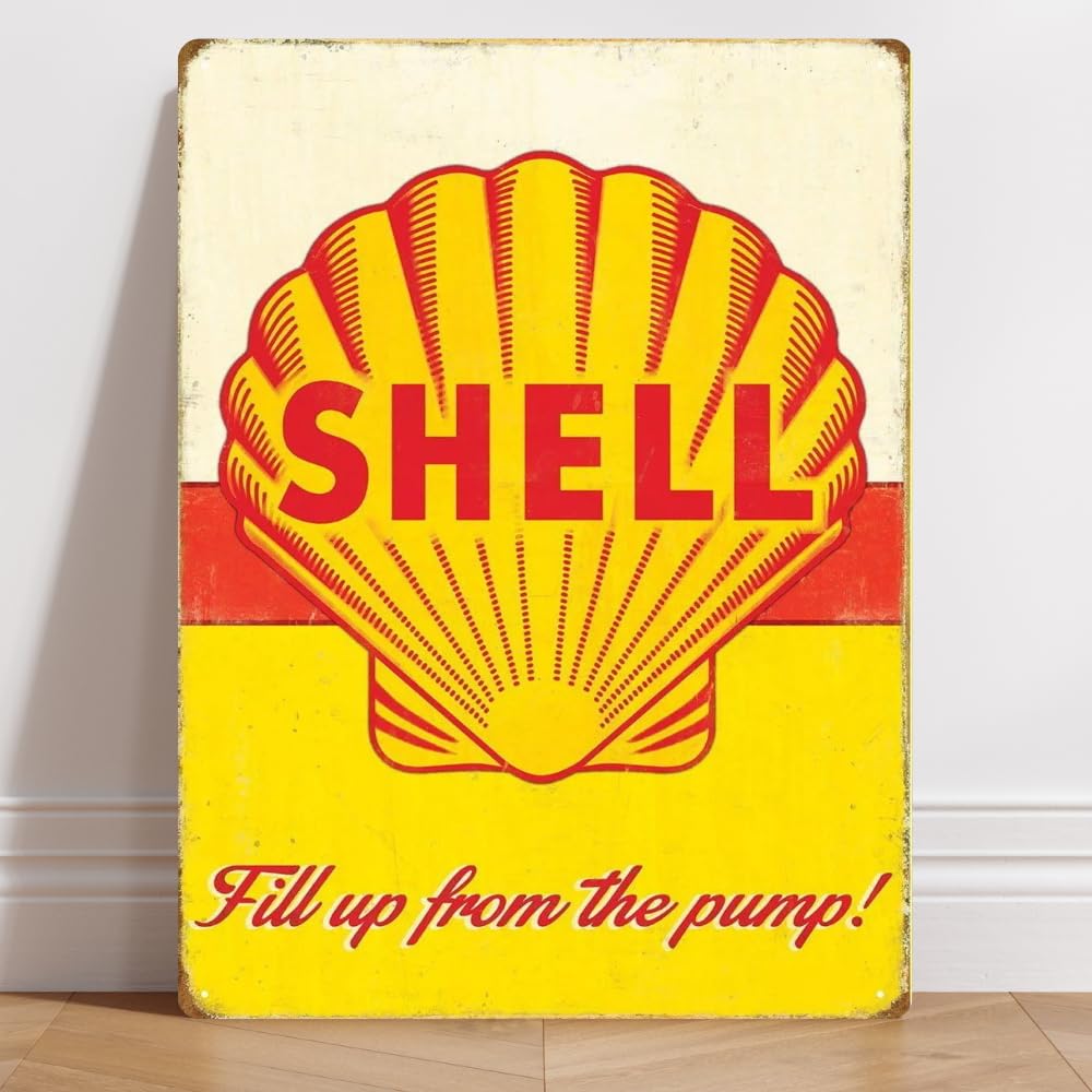 Yelacecca Shell Oil Petrol Garage Mechanic Workshop Personalised Aluminium Metal Sign Metal Sign Plaque Poster 8X12 Inches
