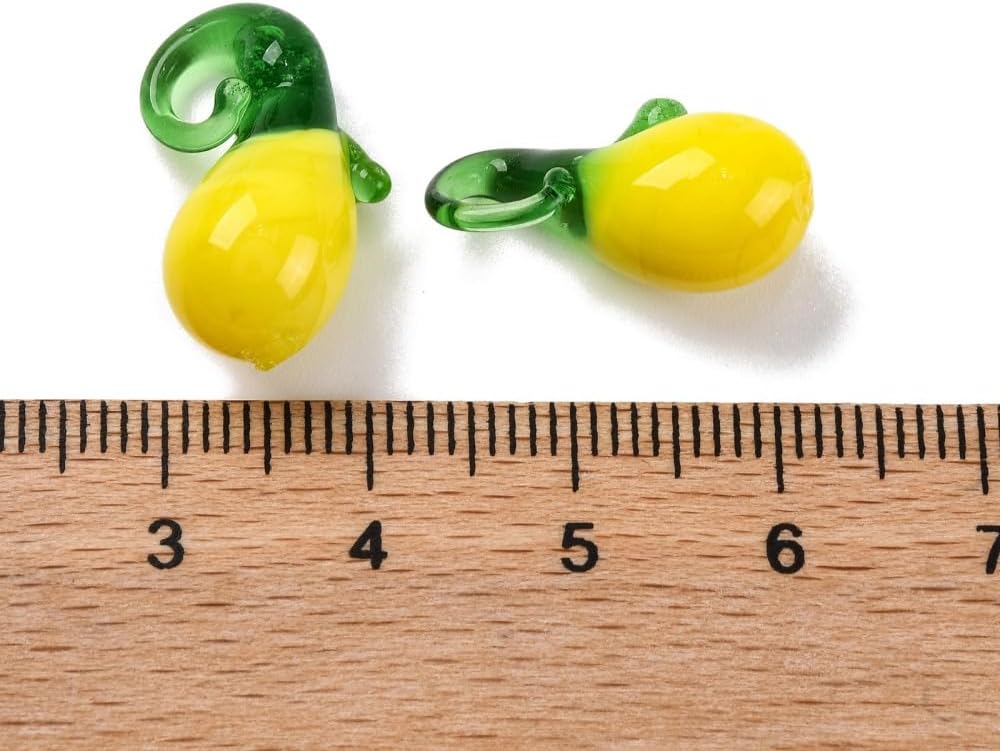 Ornazy 30Pcs Handmade 3D Yellow Lemon Pendants Lampwork Cute Fruit Charms for Jewelry Making Necklace Crafts Gifts - Image 2