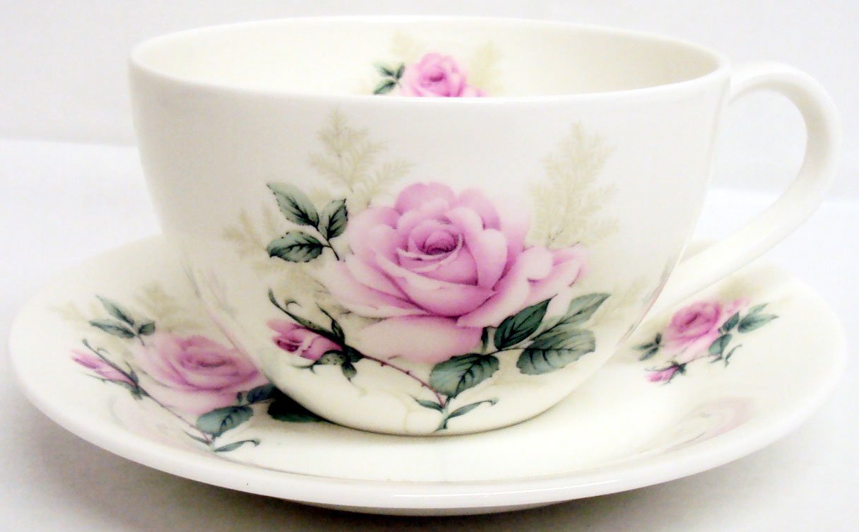 Fromeuropewithlove Pink Majestic Rose Breakfast Cup & Saucer Fine Bone China Rose Large Cup Saucer Set Hand Decorated In Uk