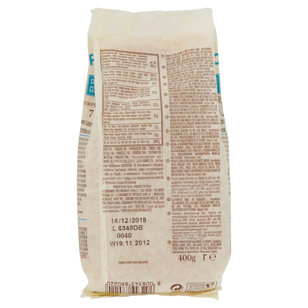 Pasta Rummo Stelline sin gluten n° 22, bronce dibujado sin glutema, perfecto para personas con enfermedad celíaca o intolerancia al gluten, 10 x 400 g + Polpa italiana Gourmet 400 g