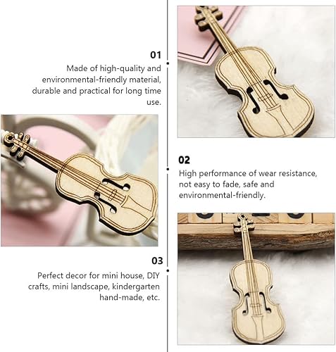 Miniatura 6 de NUOBESTY 12 piezas de ornamento de violín en miniatura, instrumento musical, modelo de violín pequeño para casa de muñecas, muebles, manualidades,