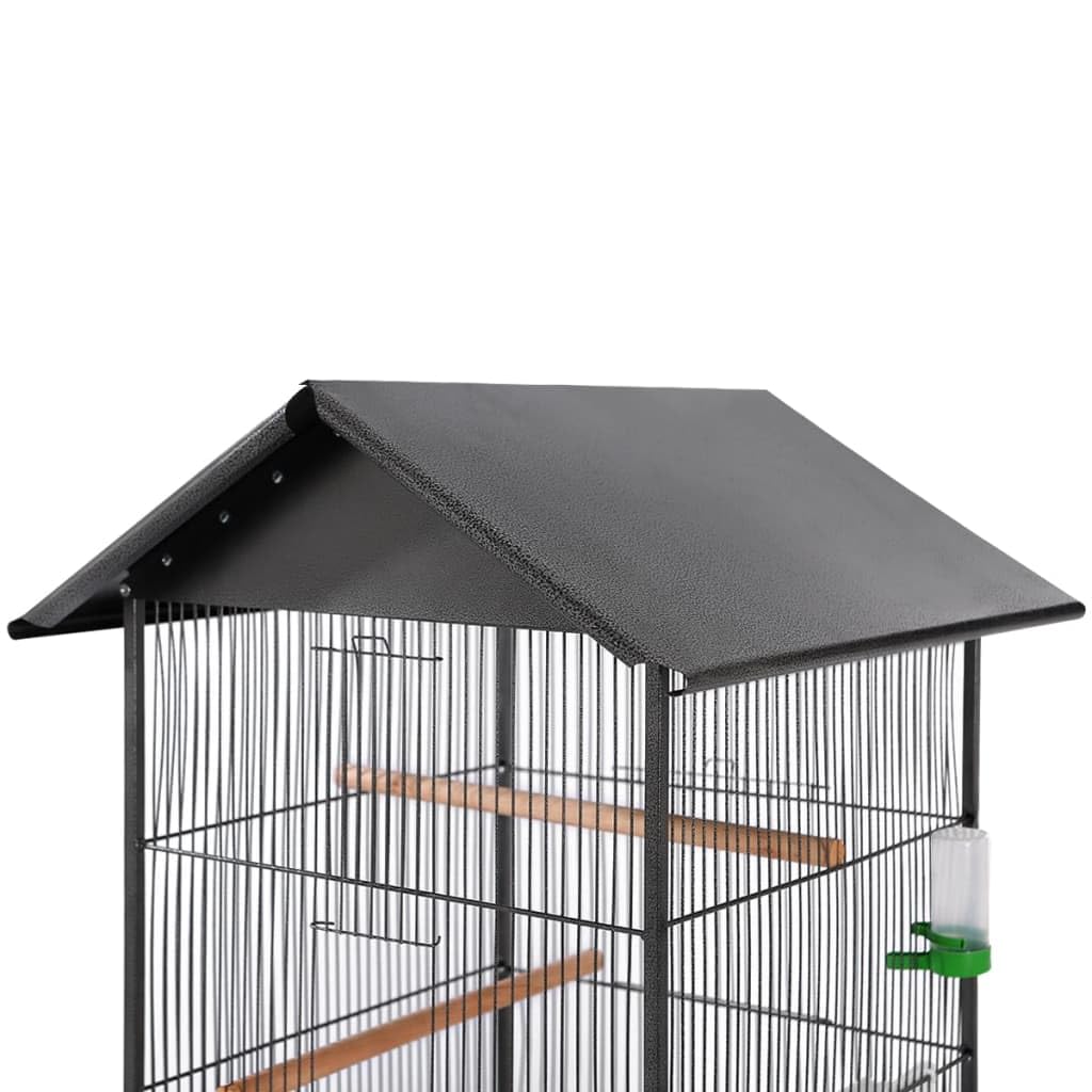 Vogelkäfig mit Dach Stahl Schwarz 66x66x155 cm,Tiere & Tierbedarf,Haustierbedarf,Vogelbedarf,Vogelkäfige & -ständer,Schwarz,16.2 kg-170409
