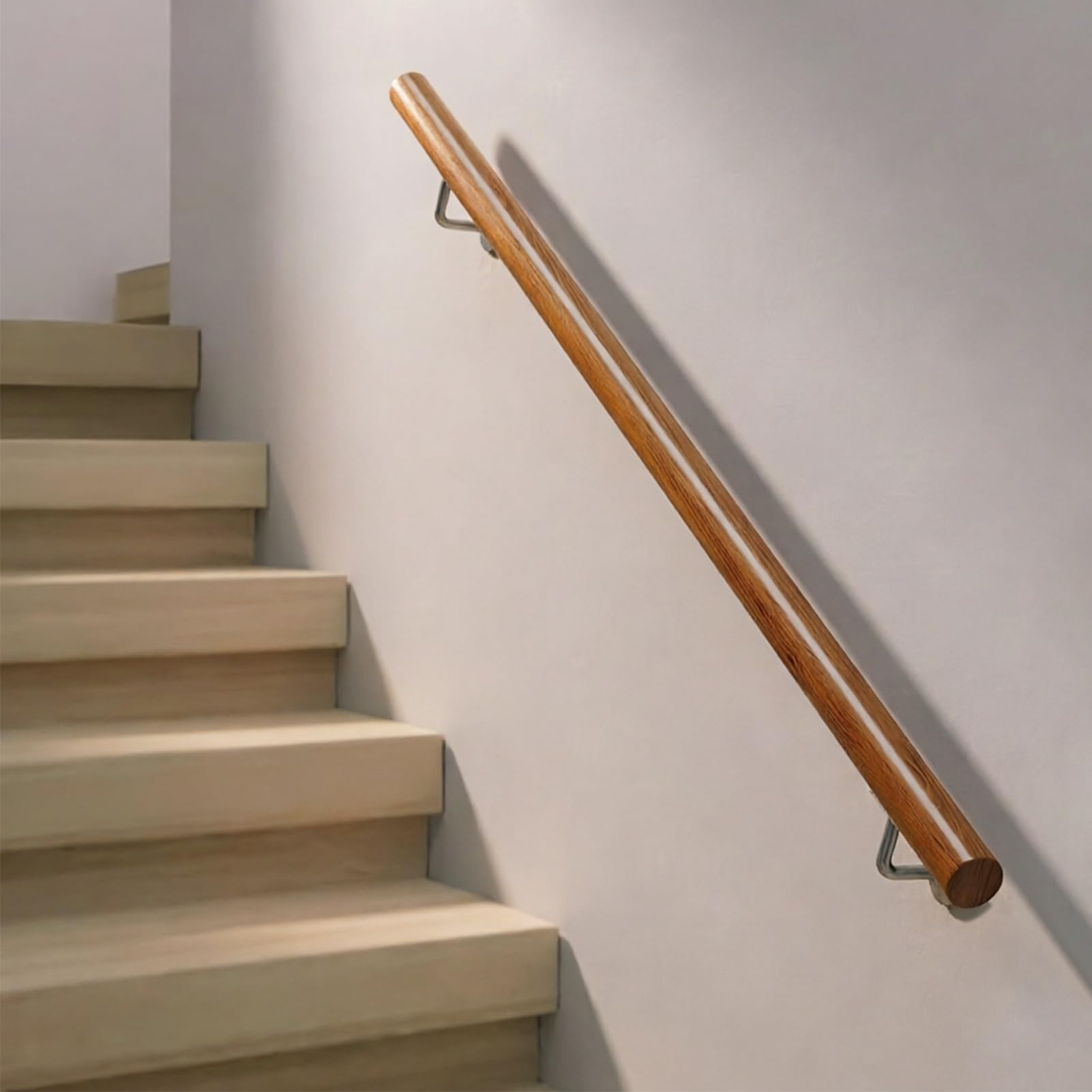 DMCHENGMA Staircase Handrails, Wood Handrails for Indoor Stairs Wall Mount Non-Slip Staircase Railing Safety Banister(14ft/420cm)